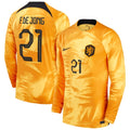 Frenkie de Jong Netherlands National Team Nike Youth 2022/23 Home Breathe Stadium Replica Player Long Sleeve Jersey - Orange