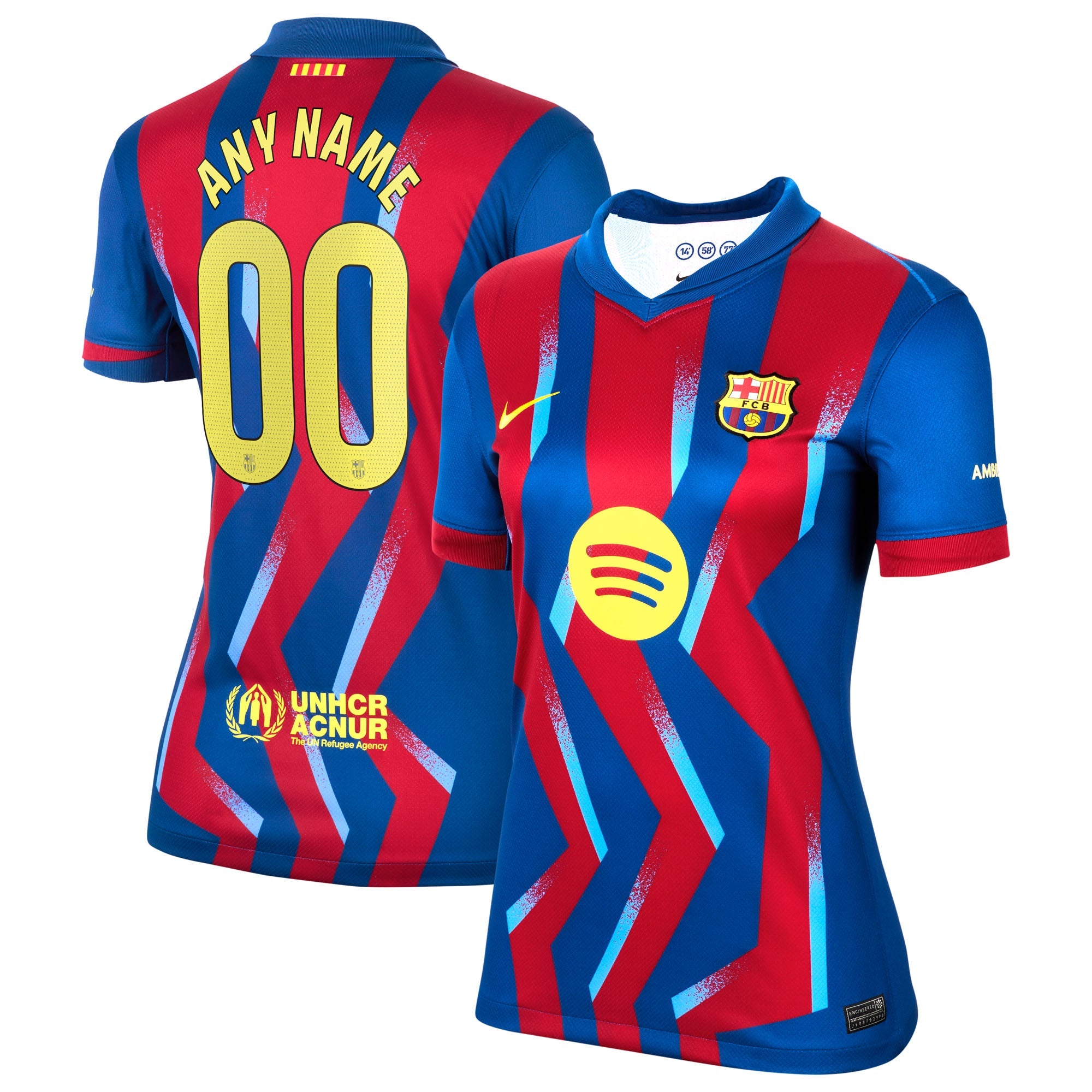Barcelona Nike Women's 2025/26 Third Replica Custom Jersey - Orange/Gold/Blue