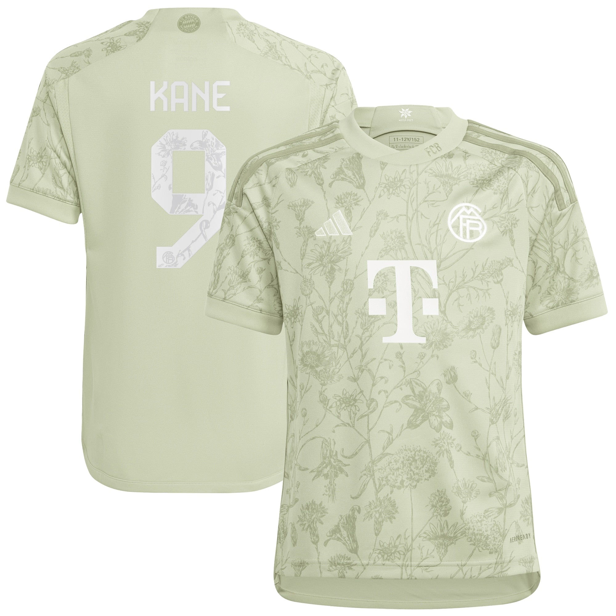 Harry Kane Bayern Munich adidas Youth 2023/24 Home Replica Player Jersey - White/Green