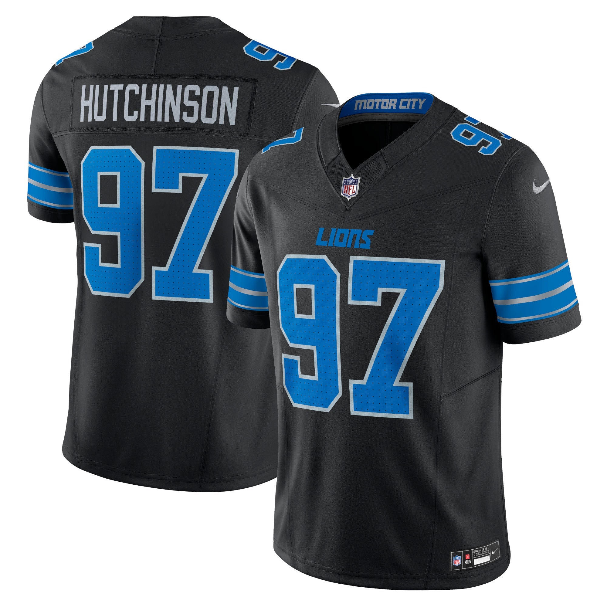 Aidan Hutchinson Detroit Lions Nike Vapor F.U.S.E. Limited Jersey - White/Black/Blue