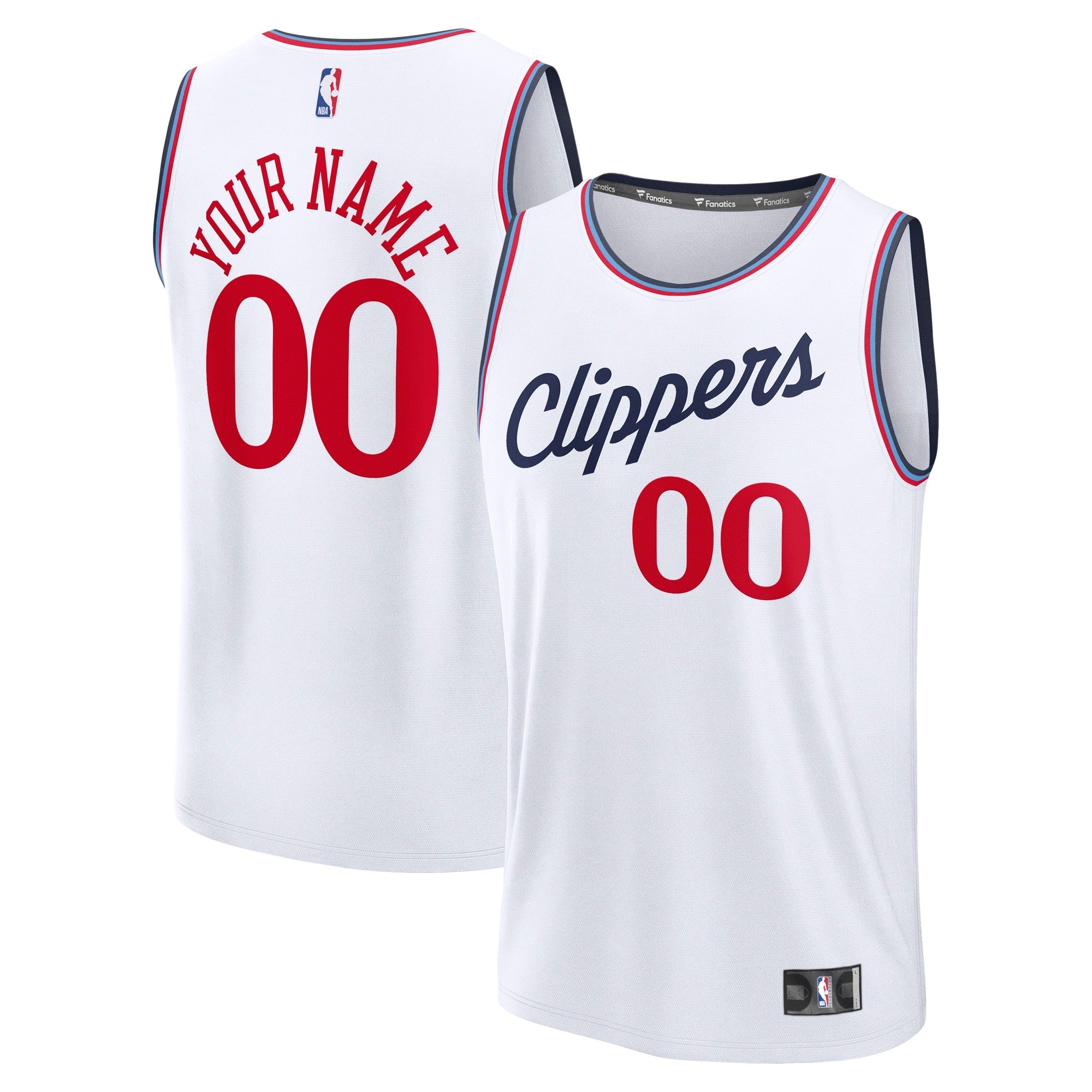LA Clippers  Youth Fast Break Custom Replica Jersey - Red  - Statement Edition/White/Navy