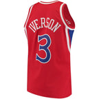 Allen Iverson Philadelphia 76ers 1996/97 Hardwood Classics Authentic Jersey - Red/Black/White