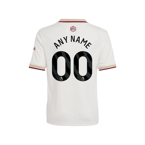 Arsenal adidas Youth 2025/26 Third Replica Custom Jersey - White/Red/Blue