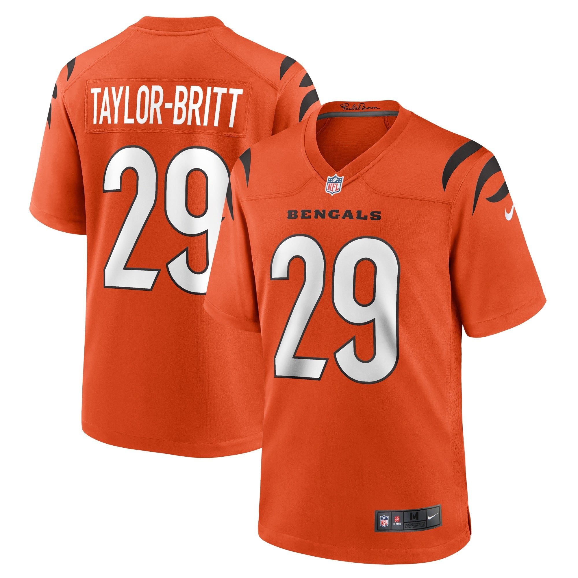 Cam Taylor-Britt Cincinnati Bengals Nike  Game Jersey -  White/Black/Orange