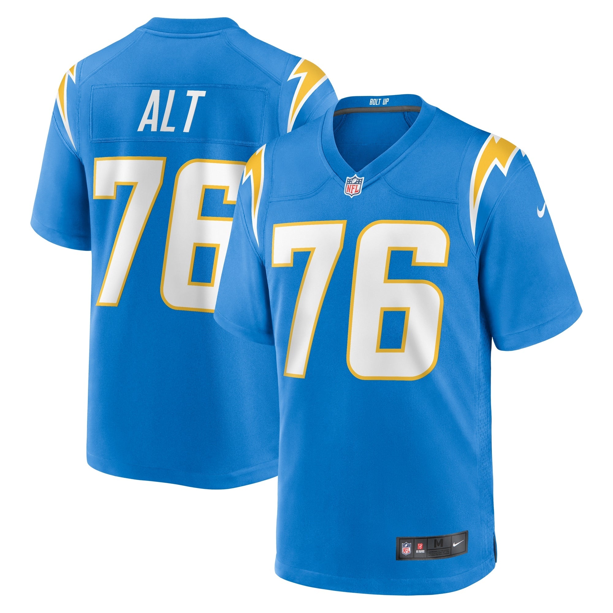 Joe Alt Los Angeles Chargers Nike Alternate Charger Power Game Player Jersey - Gold/Powder Blue/Navy