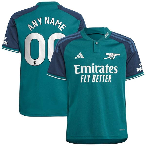 Arsenal adidas Youth 2023/24 Third Replica Custom Jersey - Green