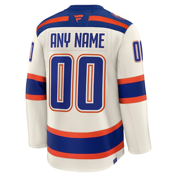 Edmonton Oilers  Alternate Premium Custom Jersey - Light Beige/Royal/White