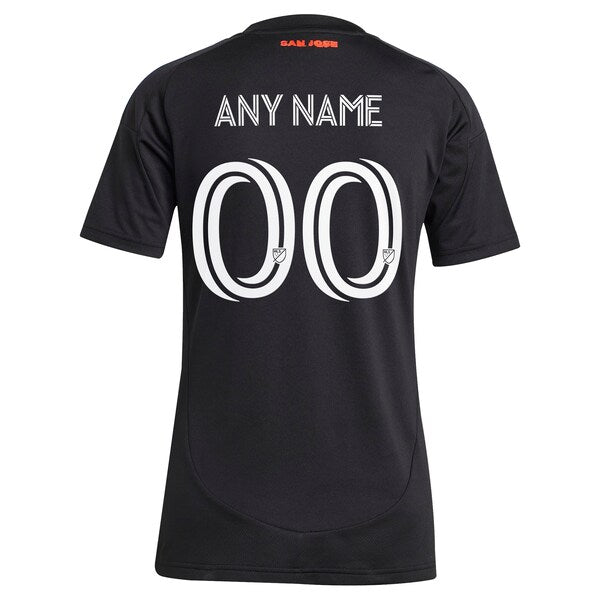 San Jose Earthquakes adidas Women's 2025 Headliner Replica Custom Jersey - Black