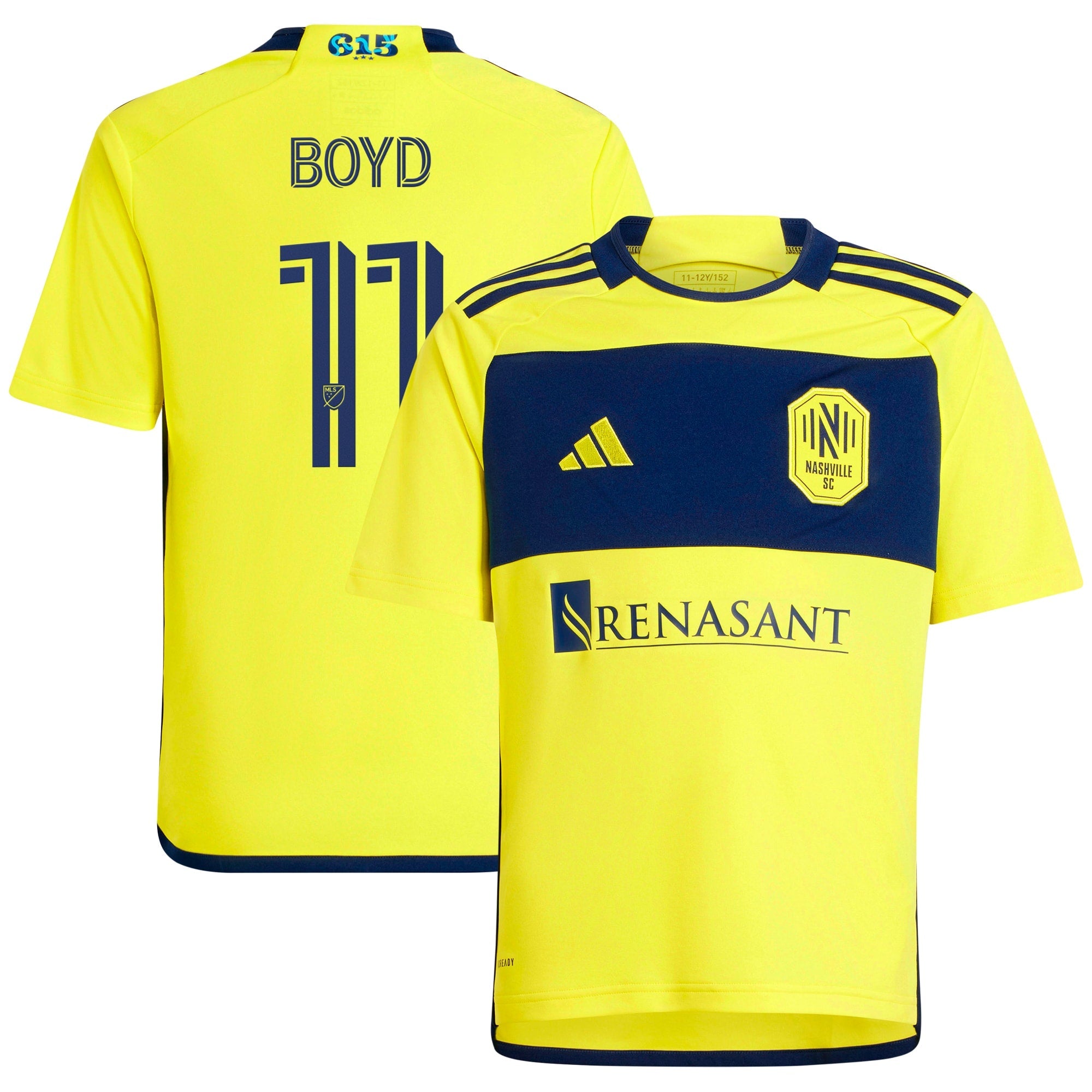 Tyler Boyd Nashville SC adidas Youth 2024 Man In Black Kit Replica Player Jersey - Black/Yellow