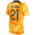 Frenkie de Jong Netherlands National Team Nike 2022/23 Home Breathe Stadium Replica Player Jersey - Orange