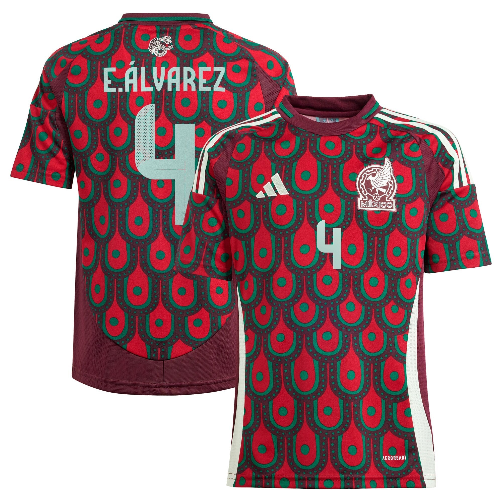 Edson Alvarez Mexico National Team adidas Youth 2024 Away Replica Player Jersey - Green/Burgundy