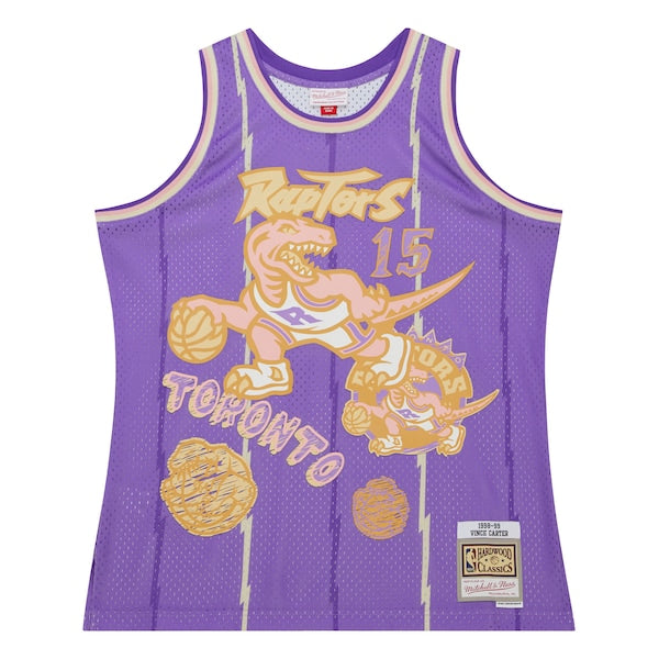 Vince Carter Toronto Raptors 1998/99 Swingman Sidewalk Sketch Jersey - Purple