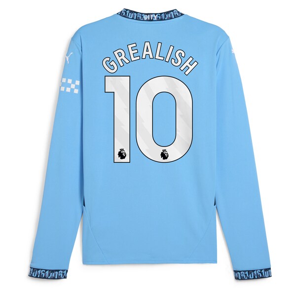 Jack Grealish Manchester City Puma 2024/25 Home Replica Long Sleeve Player Jersey - Light Blue