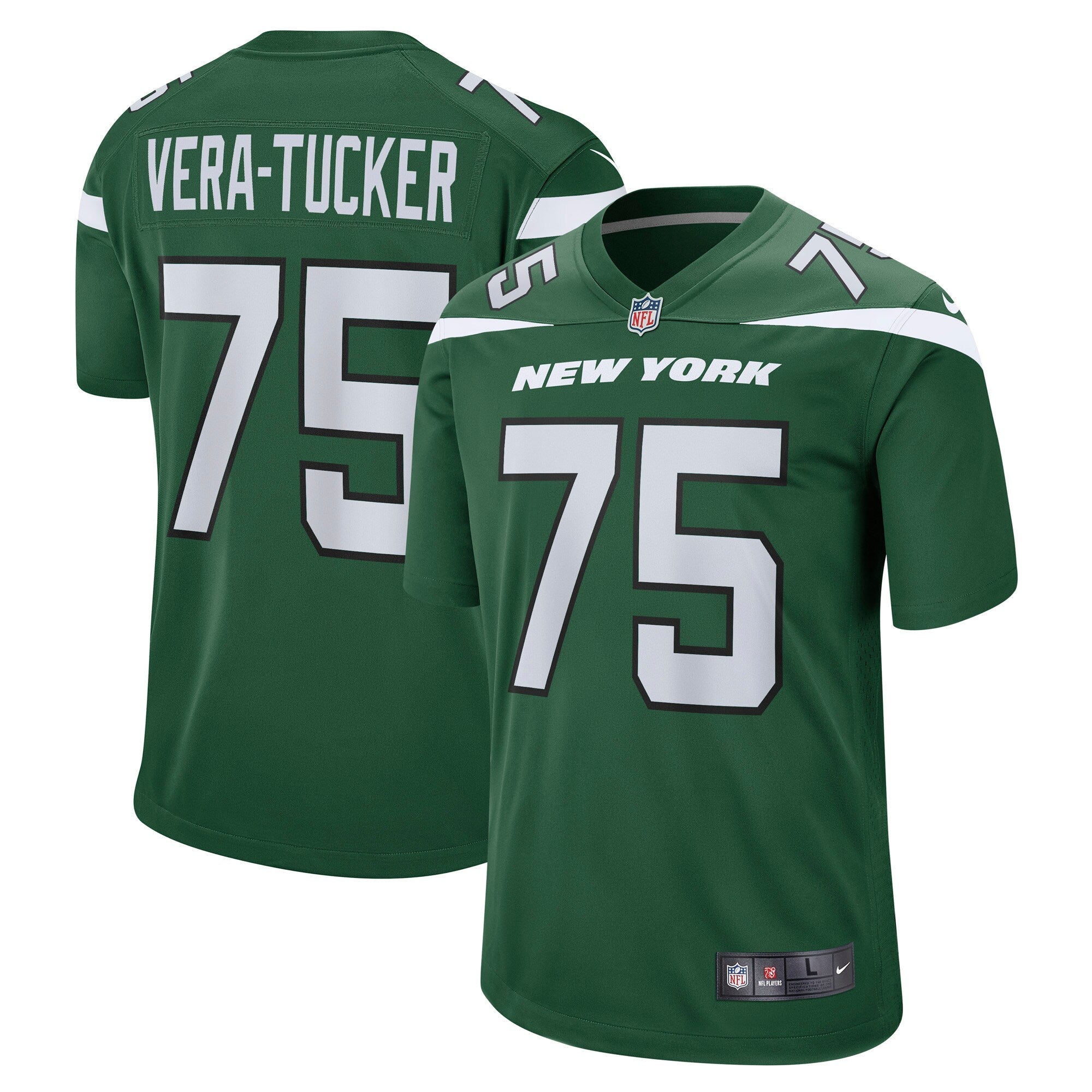Alijah Vera-Tucker New York Jets Nike Legacy Player Game Jersey - White/Kelly Green