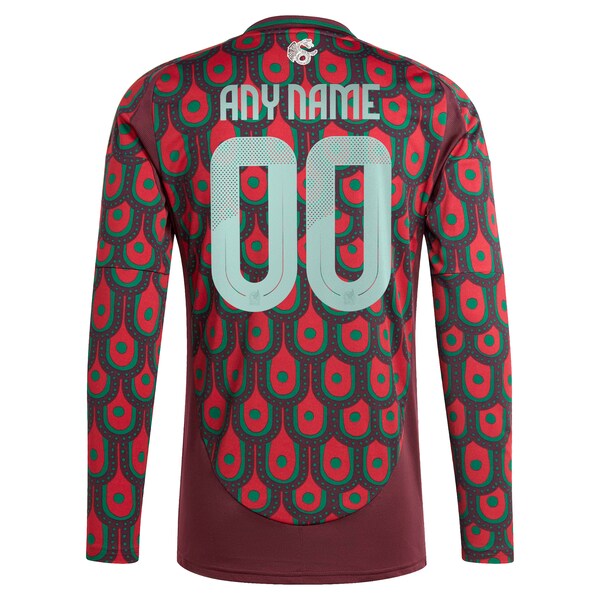 Mexico National Team adidas 2024 Home Replica Custom Long Sleeve Jersey - Burgundy
