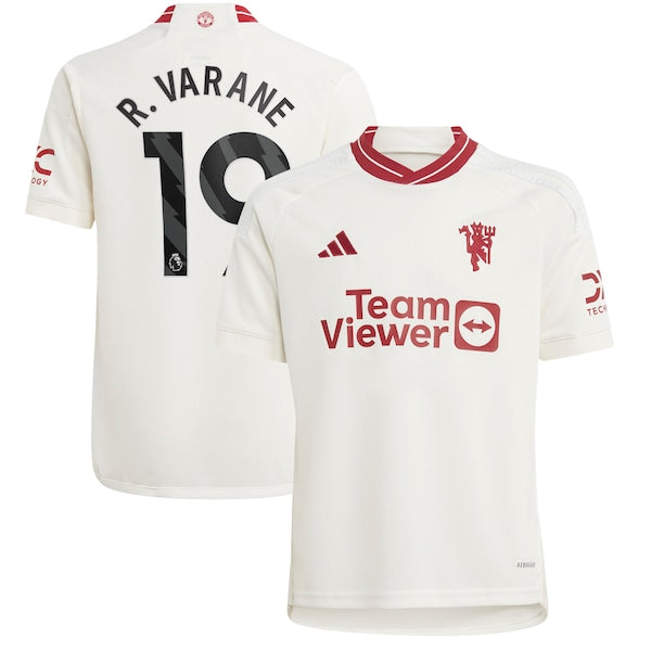 Raphael Varane Manchester United adidas Youth 2023/24 Third Replica Player Jersey - White/Green