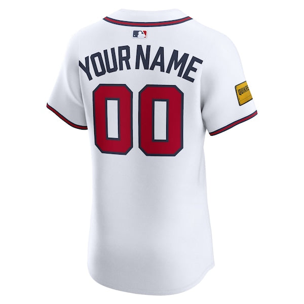 Atlanta Braves Nike Home Elite Sponsor Patch Custom Jersey - White