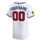Atlanta Braves Nike Home Elite Sponsor Patch Custom Jersey - White