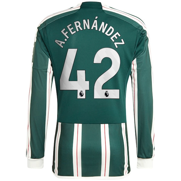 Alvaro Fernández Manchester United adidas 2023/24 Away Replica Long Sleeve Player Jersey – Green