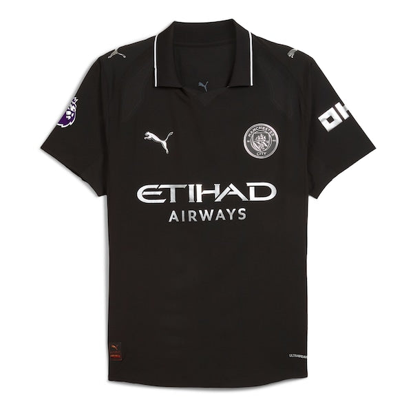 Manchester City Puma 2025/26 Away Authentic Jersey - Black/Light Blue