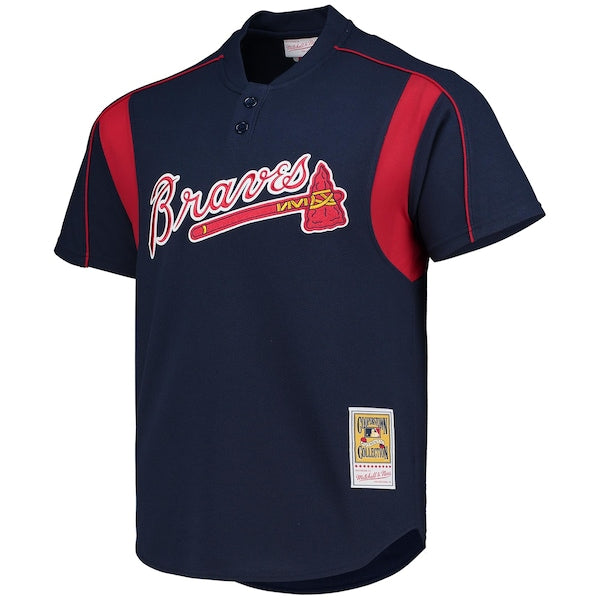 Greg Maddux Atlanta Braves Cooperstown Collection Mesh Batting Practice Button-Up Jersey - Navy