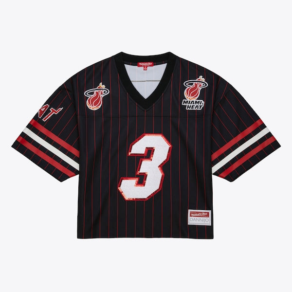 Dwyane Wade Miami Heat  x DANNIJO Women's Cropped Football Fashion Jersey - Black