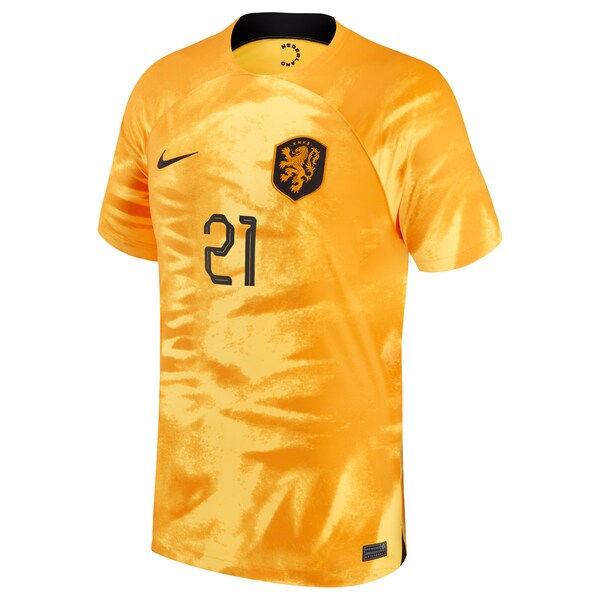 Frenkie de Jong Netherlands National Team Nike 2022/23 Home Breathe Stadium Replica Player Jersey - Orange