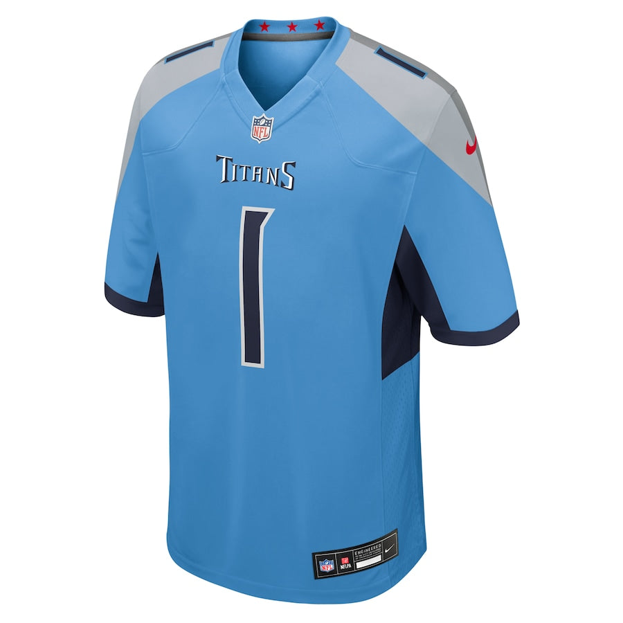 Cameron Ward Tennessee Titans Nike 2025 NFL Draft First Round Pick No. 1 Game Jersey - Light Blue