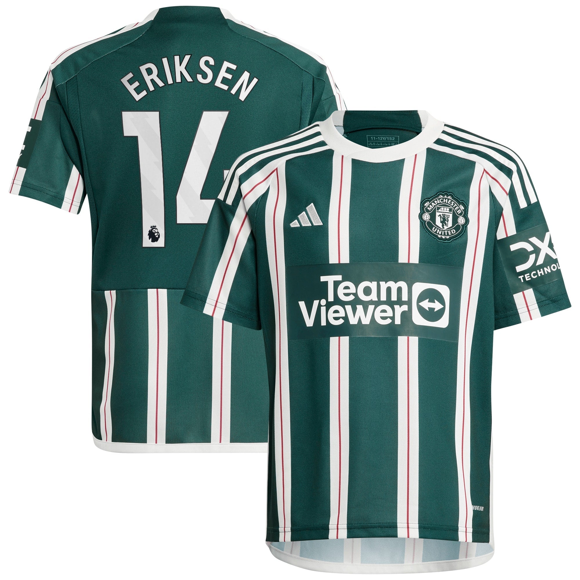 Christian Eriksen Manchester United adidas Youth 2023/24 Third Replica Player Jersey - White/Green