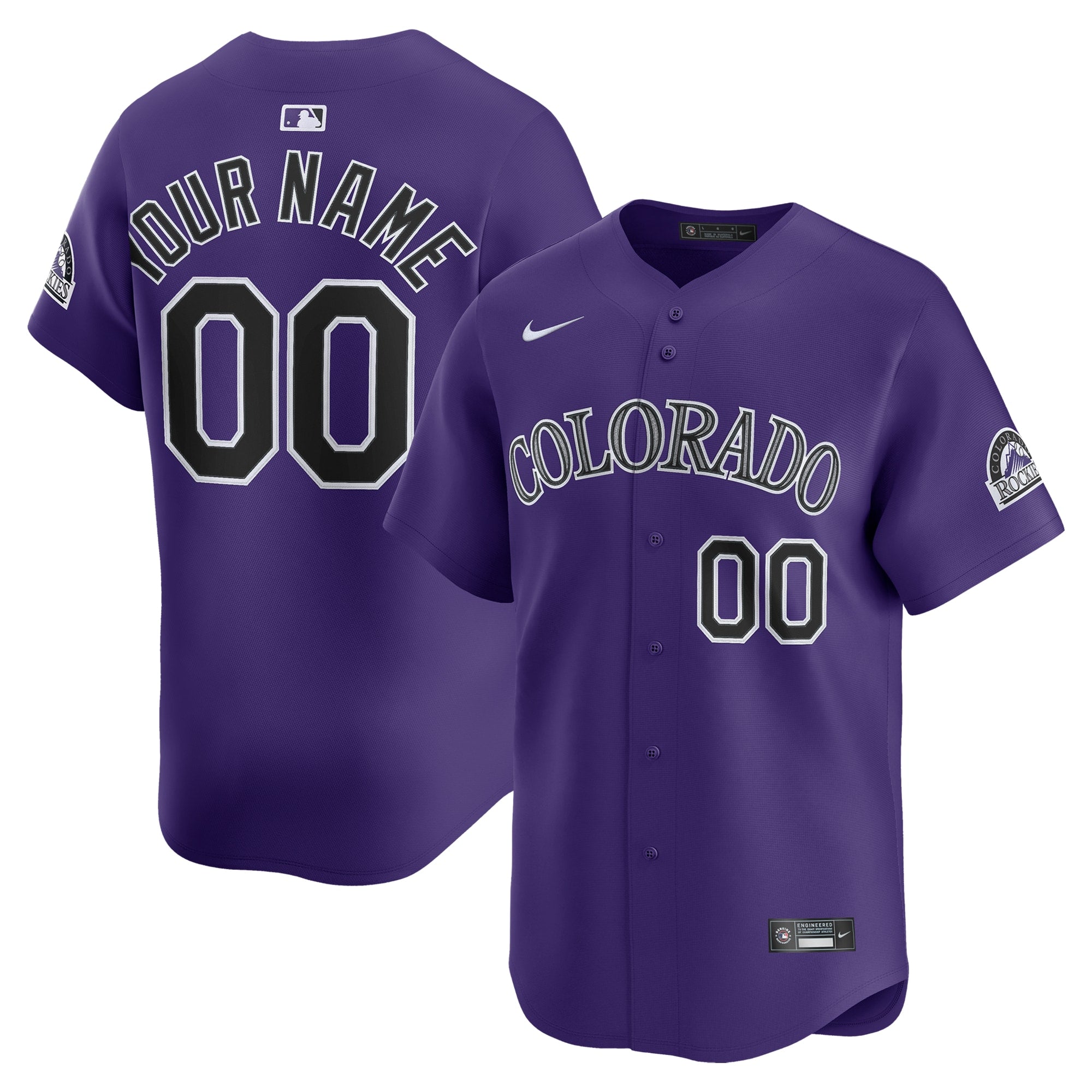Colorado Rockies Nike Home Limited Custom Jersey - White/Purple
