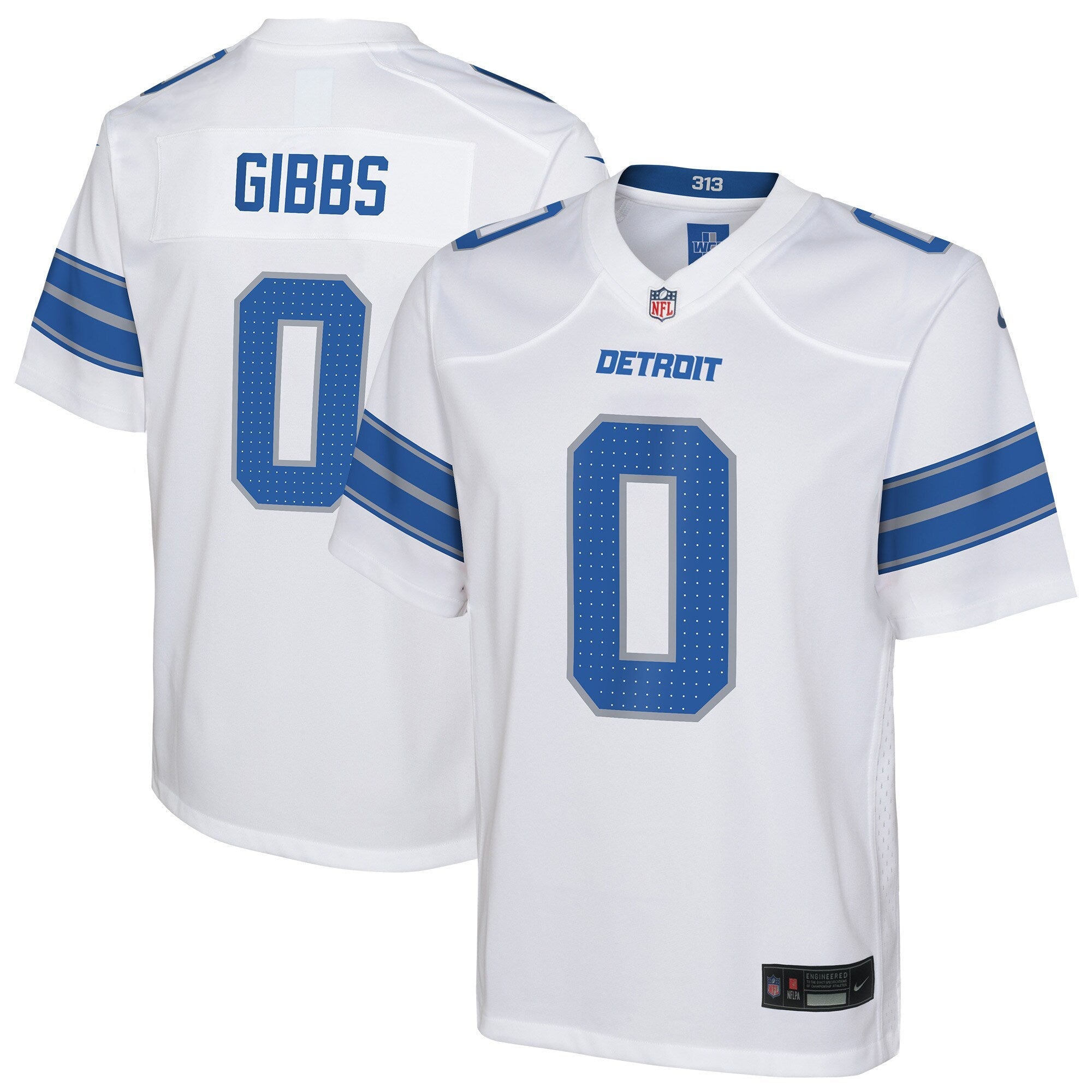 Jahmyr Gibbs Detroit Lions Nike Youth Team Game Jersey - Blue/White/Black
