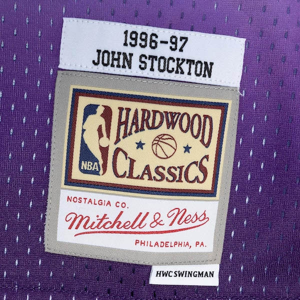 John Stockton Utah Jazz Hardwood Classics 1996/97 Split Swingman Jersey - Purple/Turquoise