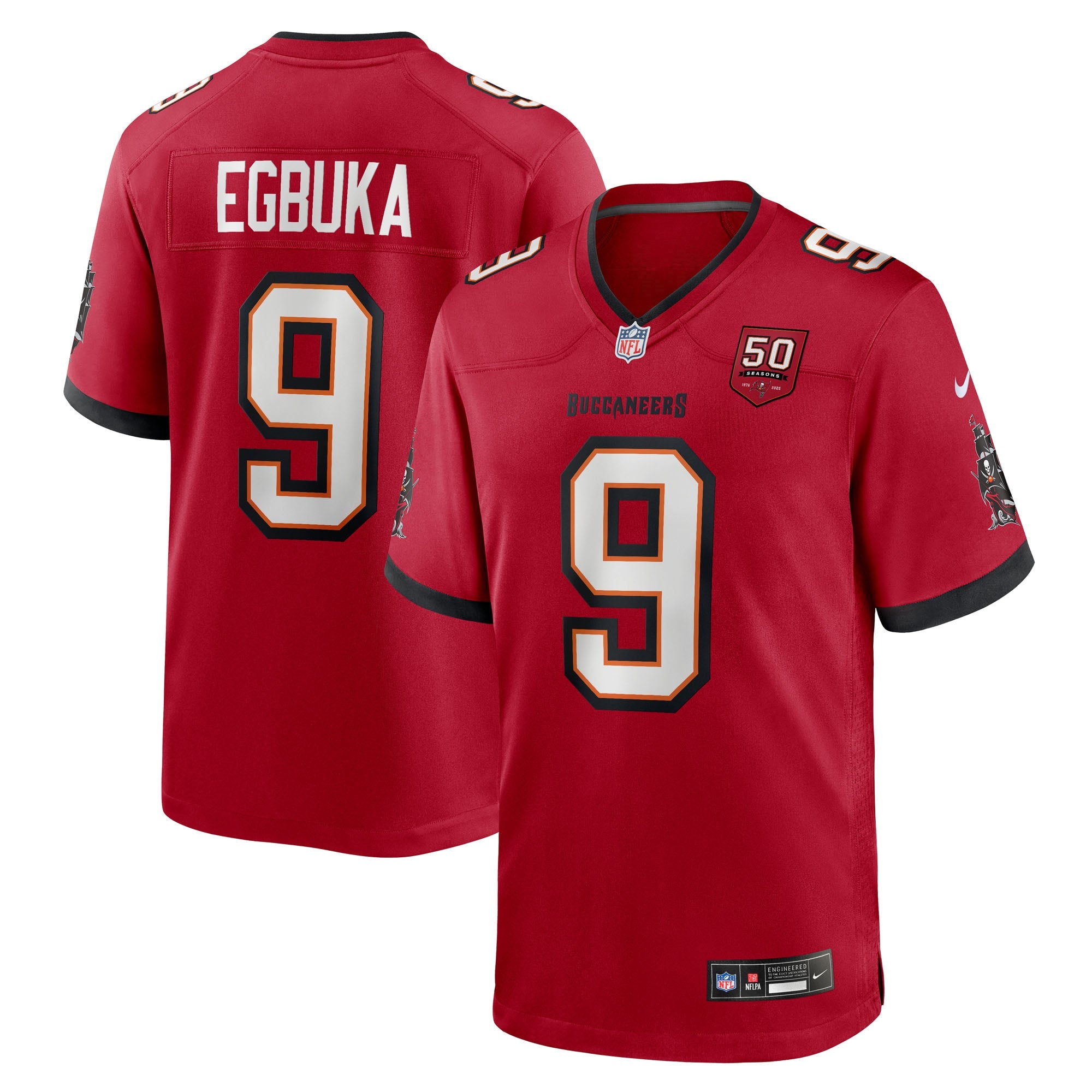 Emeka Egbuka Tampa Bay Buccaneers Nike  White Game Jersey - White/Red/Creamsicle