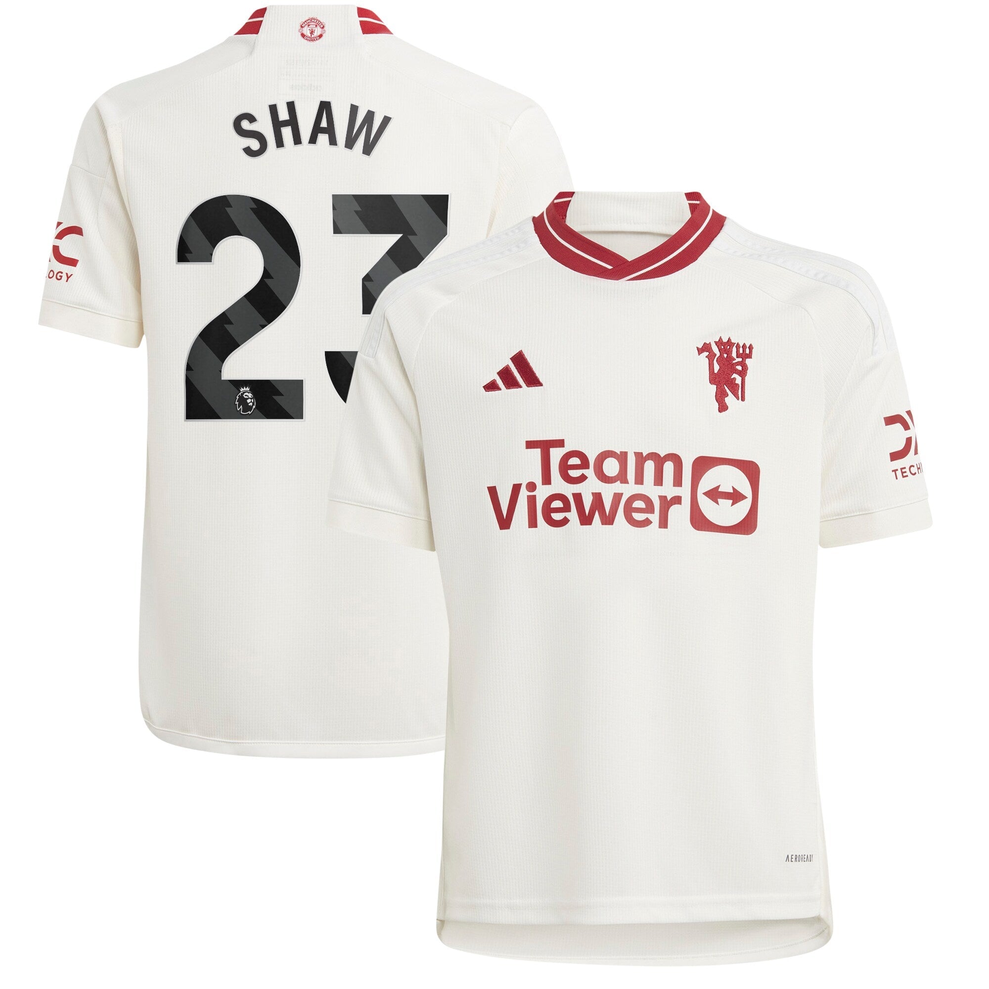 Luke Shaw Manchester United adidas Youth 2023/24 Away Replica Player Jersey - Green/White