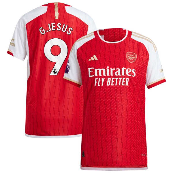 Gabriel Jesus Arsenal adidas 2023/24 Home Authentic Player Jersey - Red/Yellow
