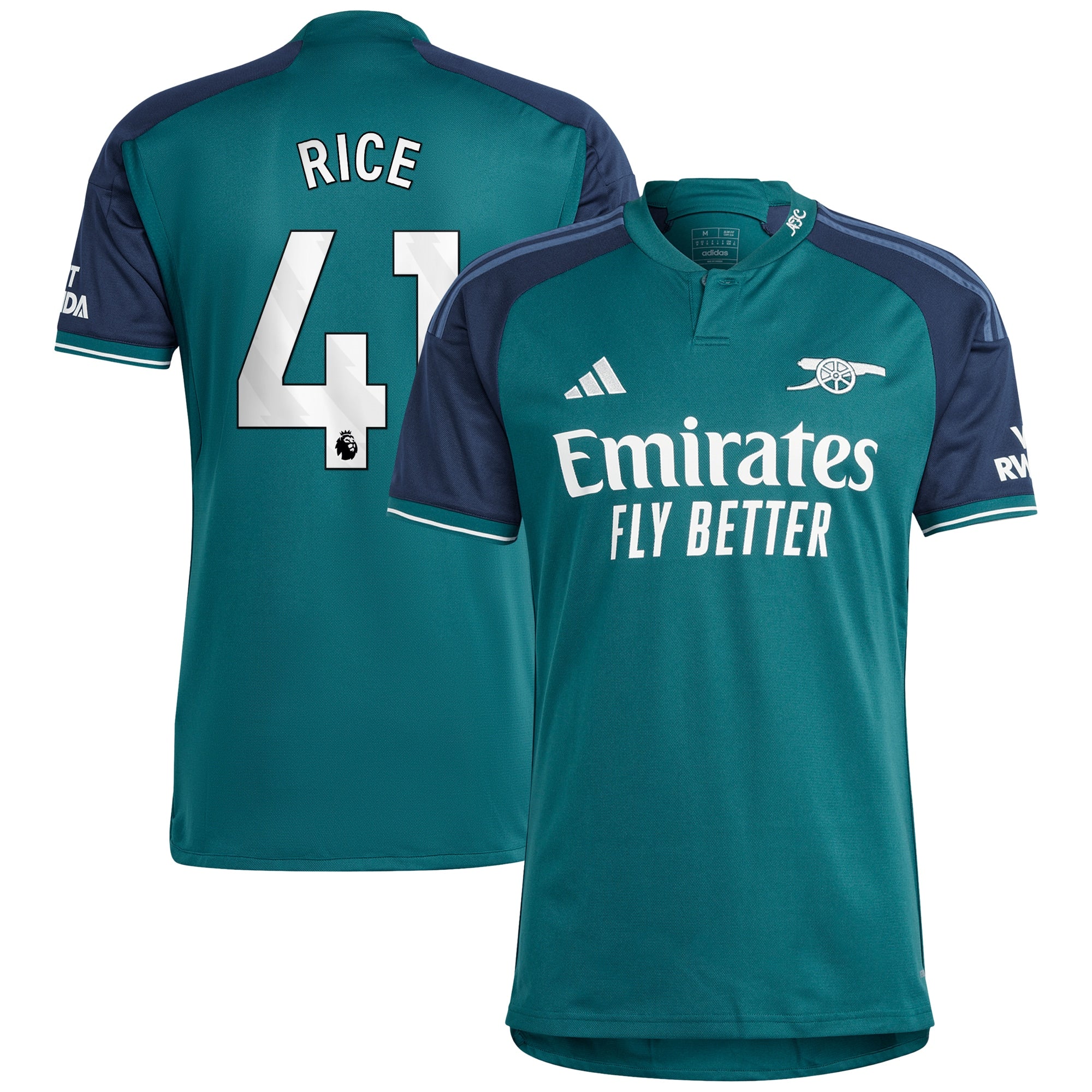 Declan Rice Arsenal adidas 2023/24 Away Replica Player Jersey - Yellow/Green