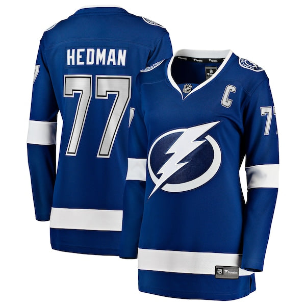 Victor Hedman Tampa Bay Lightning  Women's Home Captain Patch Breakaway Jersey - Blue