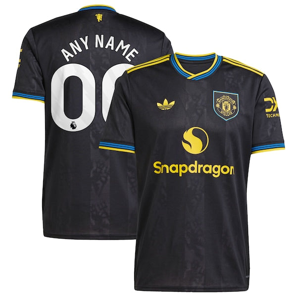 Manchester United adidas 2025/26 Third Replica Custom Jersey - Black/Red/White