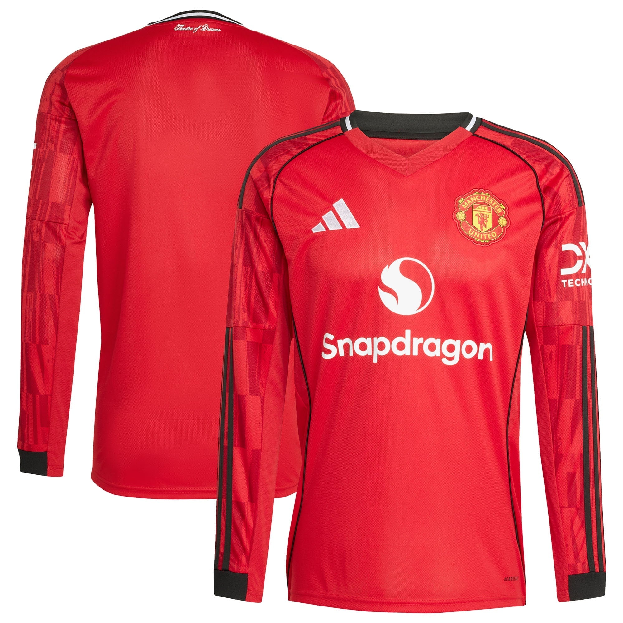 Manchester United adidas 2025/26 Away Replica Long Sleeve Jersey - White/Black/Red