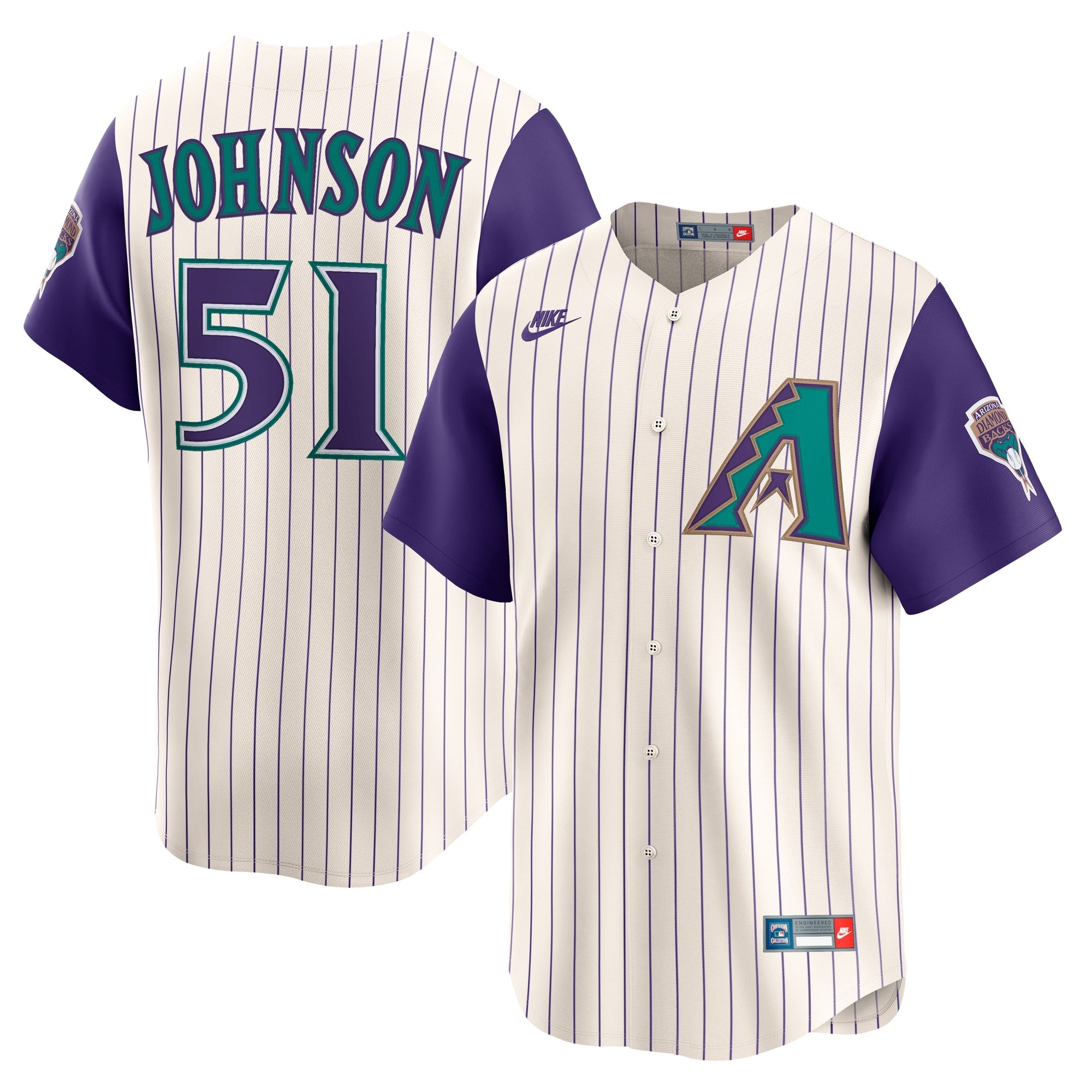 Randy Johnson Arizona Diamondbacks Nike Throwback Cooperstown Collection Limited Jersey - Black/Cream