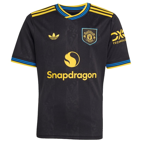 Manchester United adidas Youth 2025/26 Third Replica Jersey - Black/White/Red
