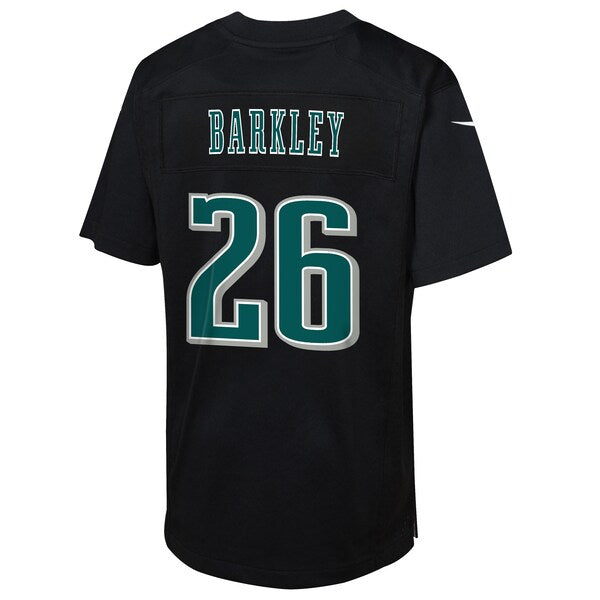 Saquon Barkley Philadelphia Eagles Nike Youth Super Bowl LIX Patch Fashion Game Player Jersey - Carbon Black