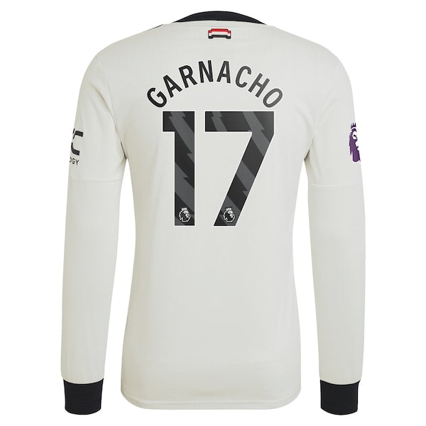 Alejandro Garnacho Manchester United adidas Originals  2024/25 Third Authentic Long Sleeve Jersey - Cream