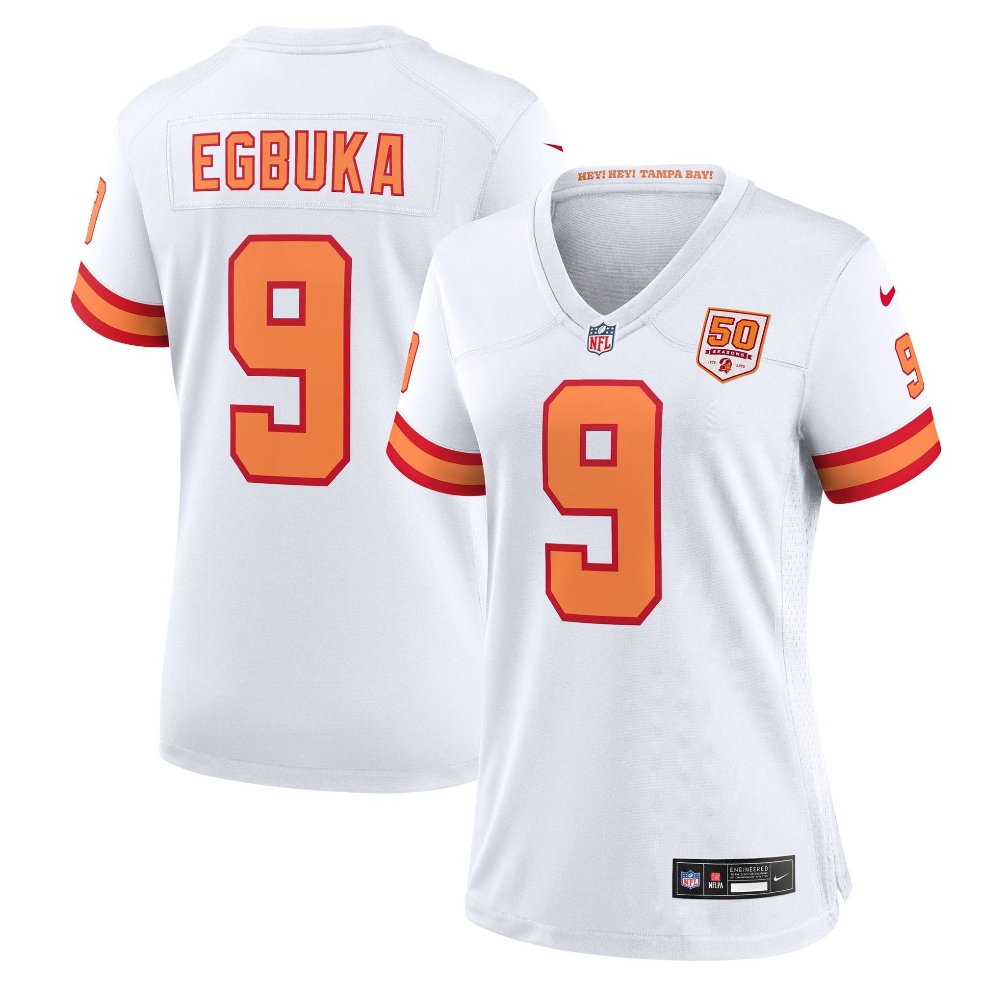 Emeka Egbuka  Tampa Bay Buccaneers Nike Women's 50th Season Game Jersey - Creamsicle/White/Red