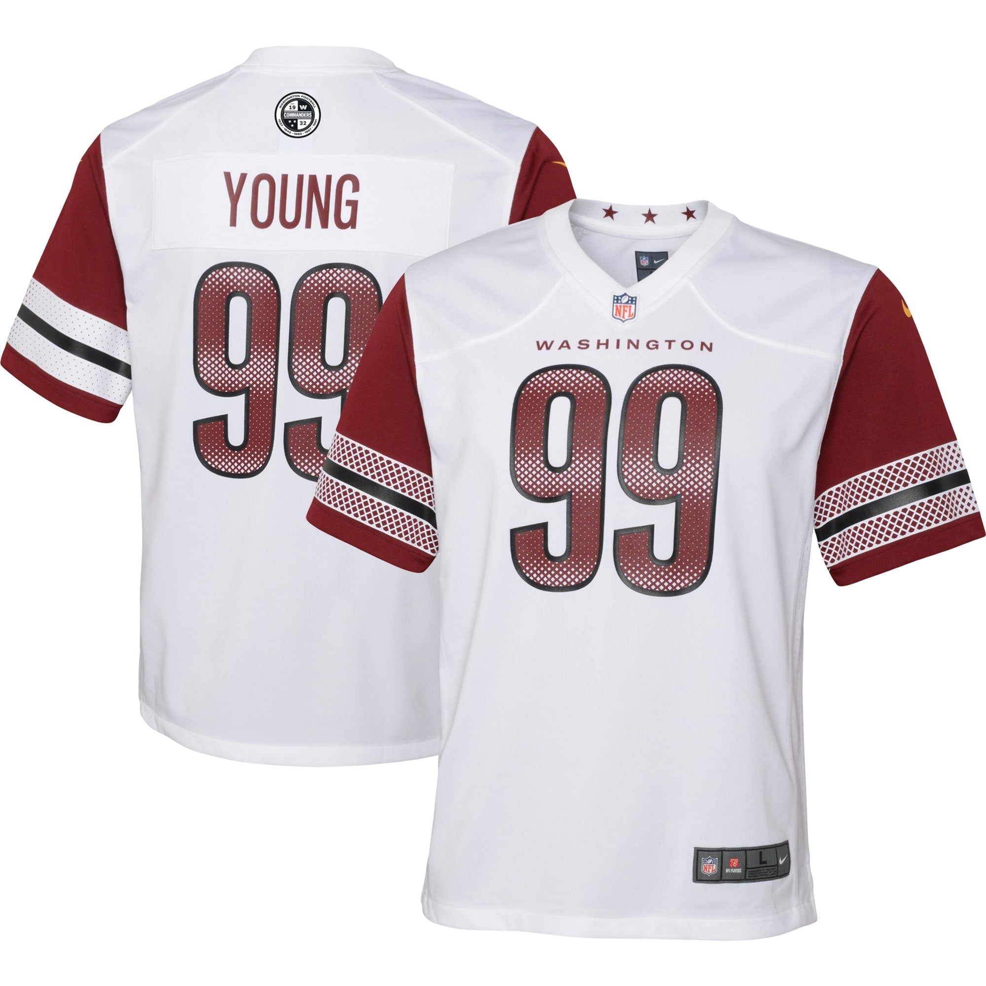 Chase Young Washington Commanders Nike Youth Game Jersey - Black/Burgundy/White