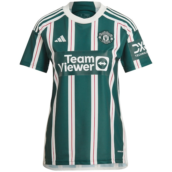 Bruno Fernandes Manchester United adidas Women's 2023/24 Away Replica Player Jersey - Green/Red