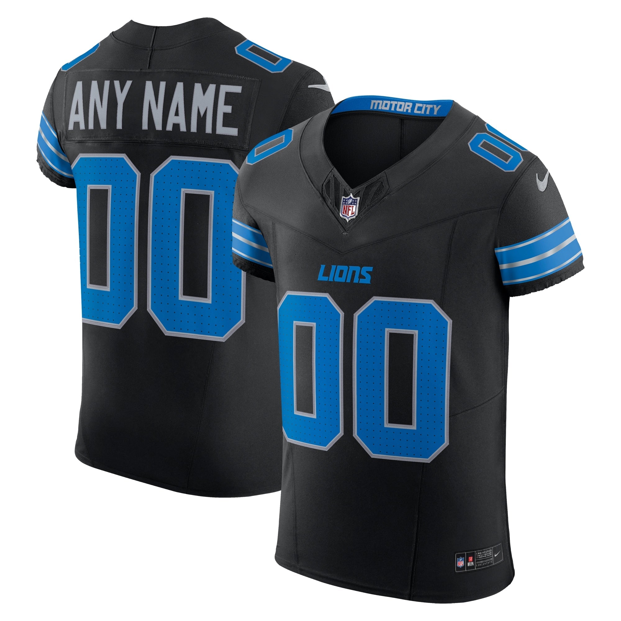 Detroit Lions Nike Team Vapor F.U.S.E. Elite Custom Jersey -  Blue/Black