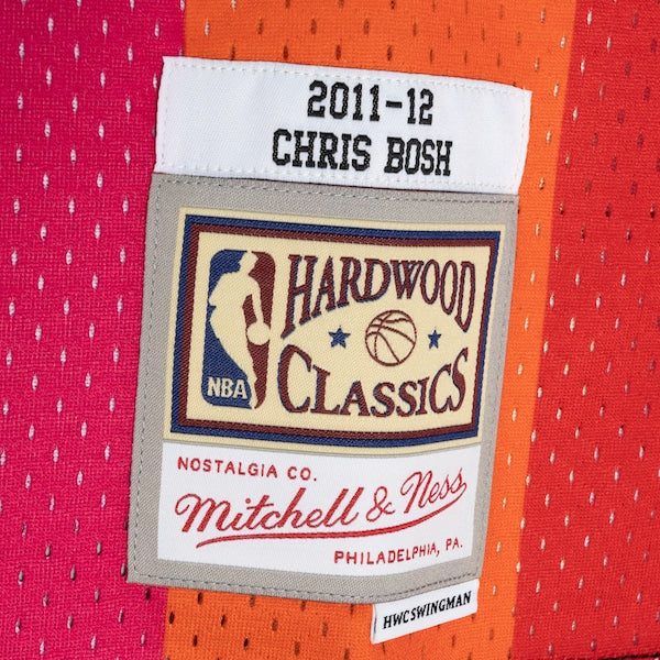 Chris Bosh Miami Heat Hardwood Classics 2011/12 Split Swingman Jersey - Black/Red