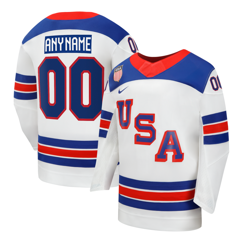 Youth USA Hockey Nike White 2026 Away Replica Custom Jersey
