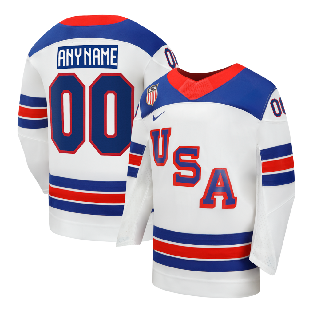 USA Hockey Nike White 2026 Away Replica Custom Jersey